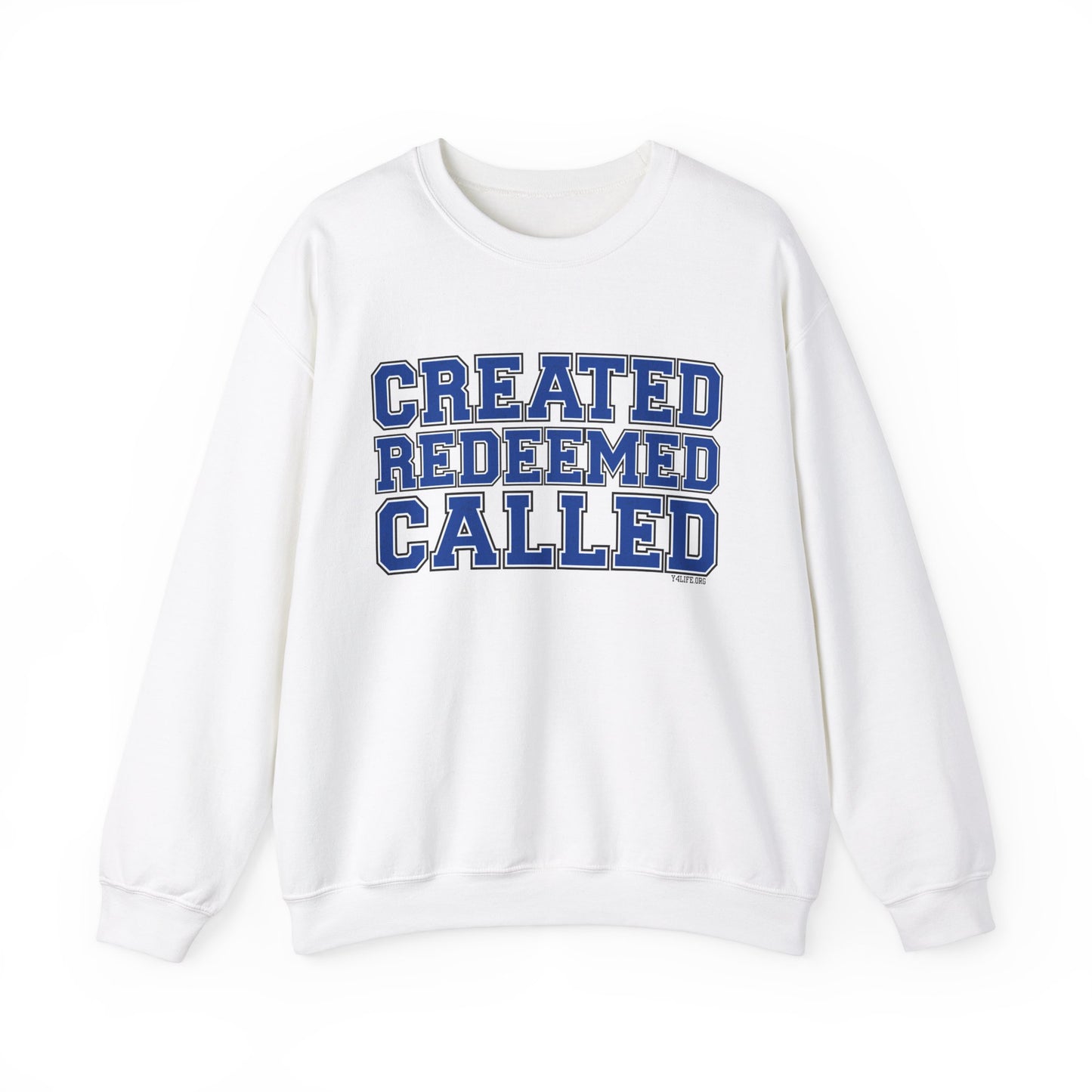 Varsity Created, Redeemed, Called (Blue) Crewneck Sweatshirt