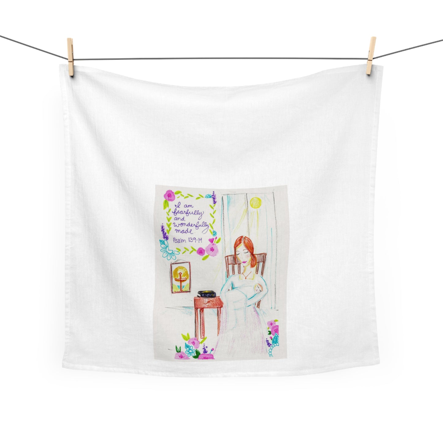 Fearfully and Wonderfully Made Tea Towel - Designed by Elise