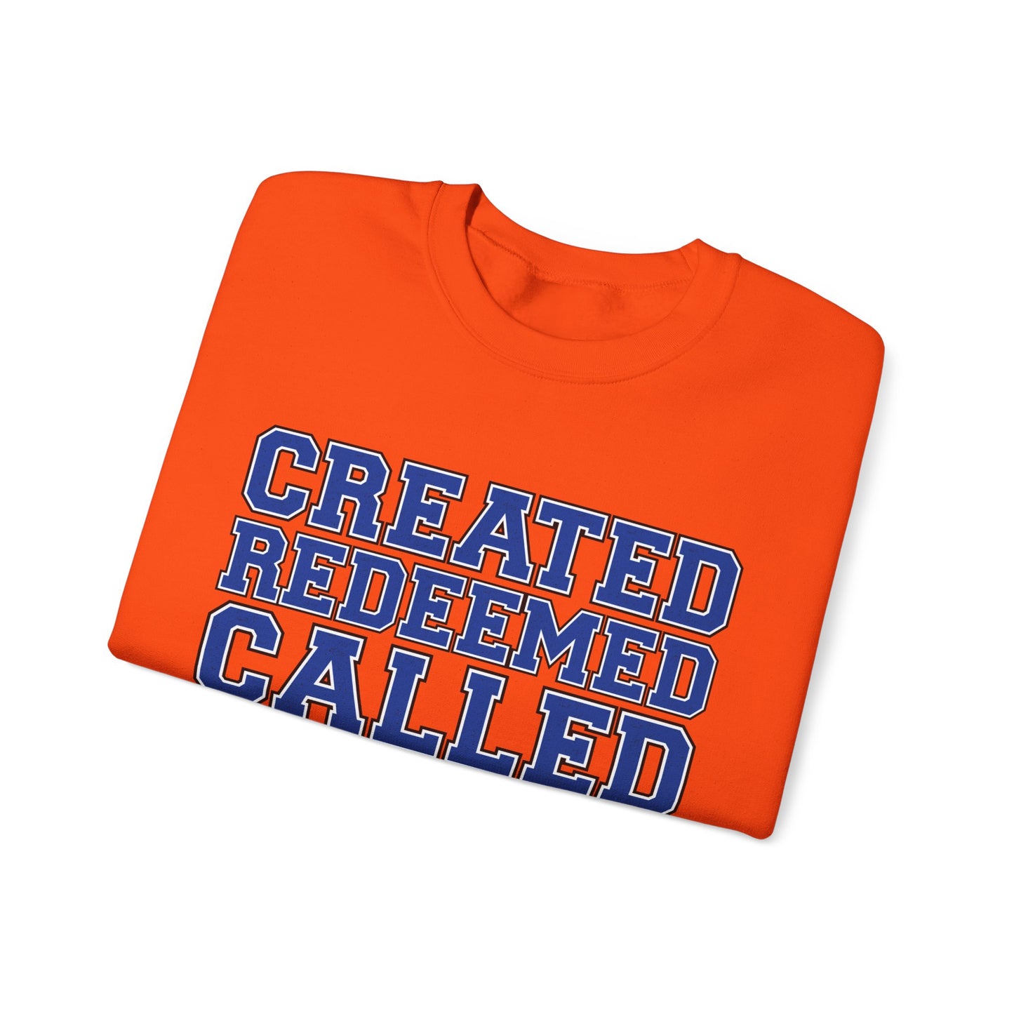 Varsity Created, Redeemed, Called (Blue) Crewneck Sweatshirt