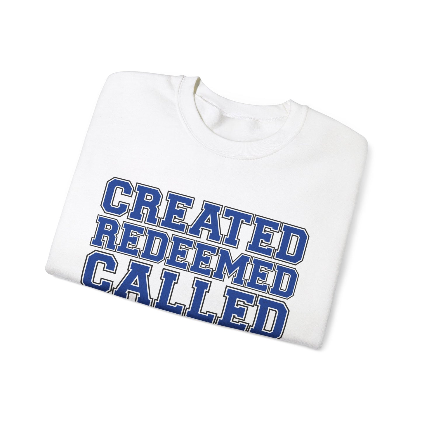 Varsity Created, Redeemed, Called (Blue) Crewneck Sweatshirt