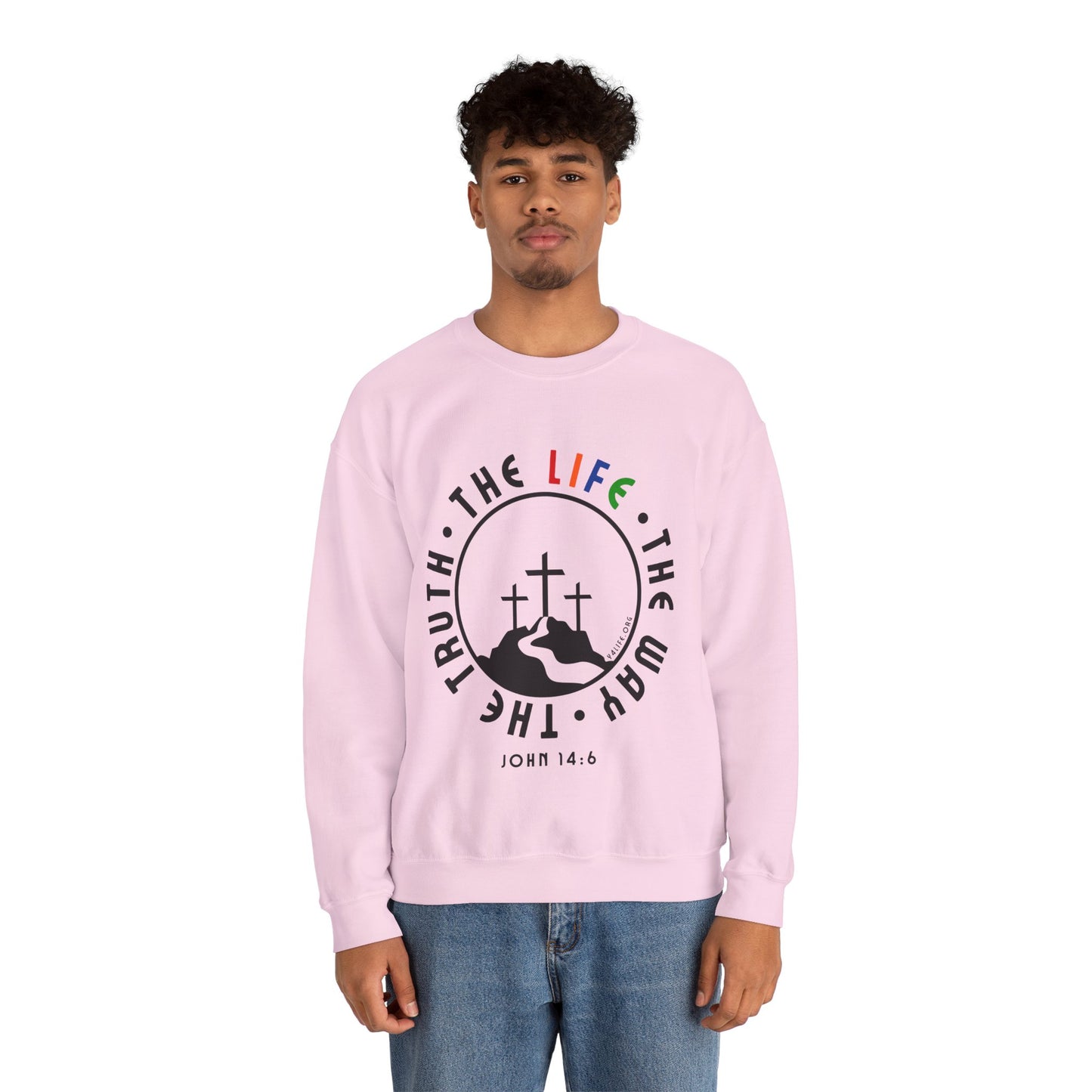 John 14:6 Multicolor Crewneck Sweatshirt