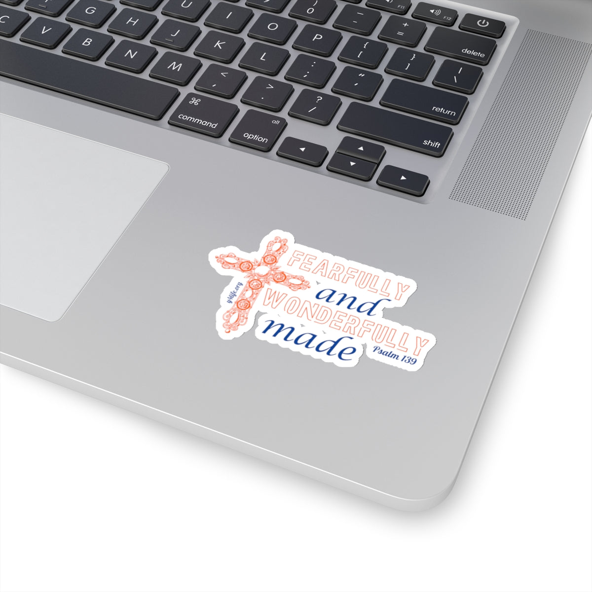 Psalm 139 Orange Cross Kiss-Cut Sticker