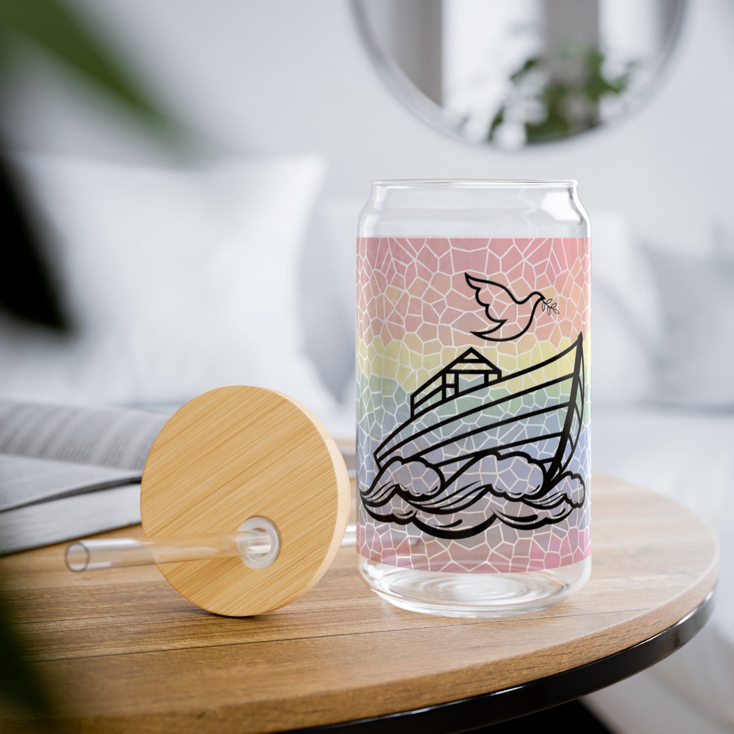 Noah's Ark Stained Glass 16oz Sipper Glass