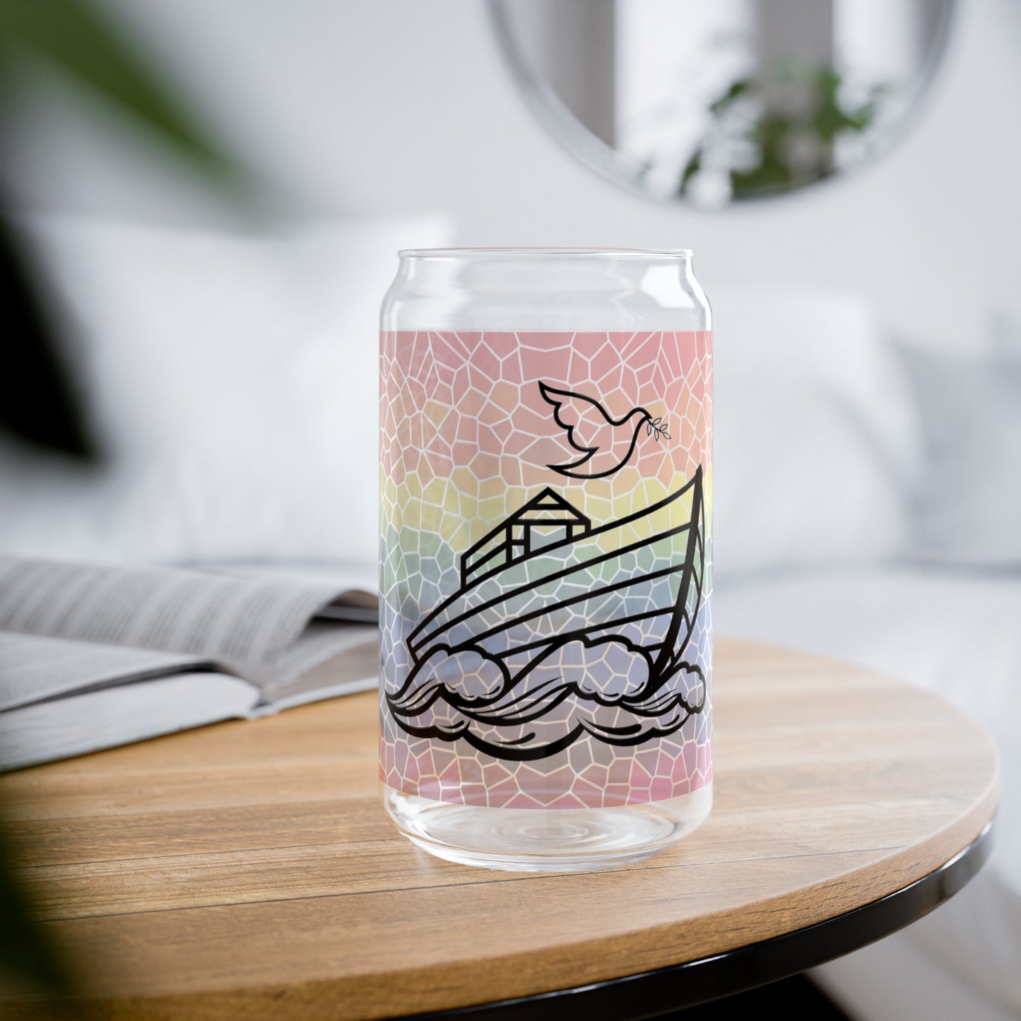 Noah's Ark Stained Glass 16oz Sipper Glass