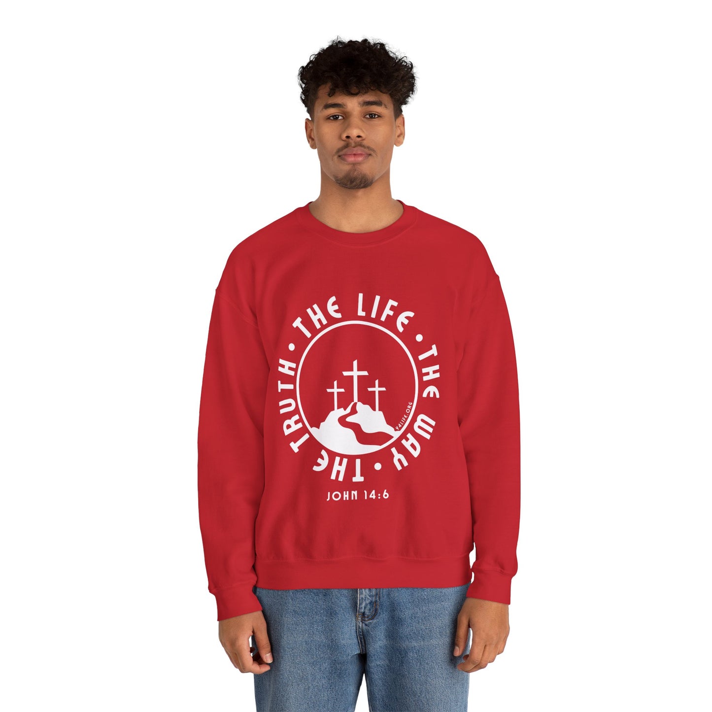 John 14:6 Single Color Crewneck Sweatshirt