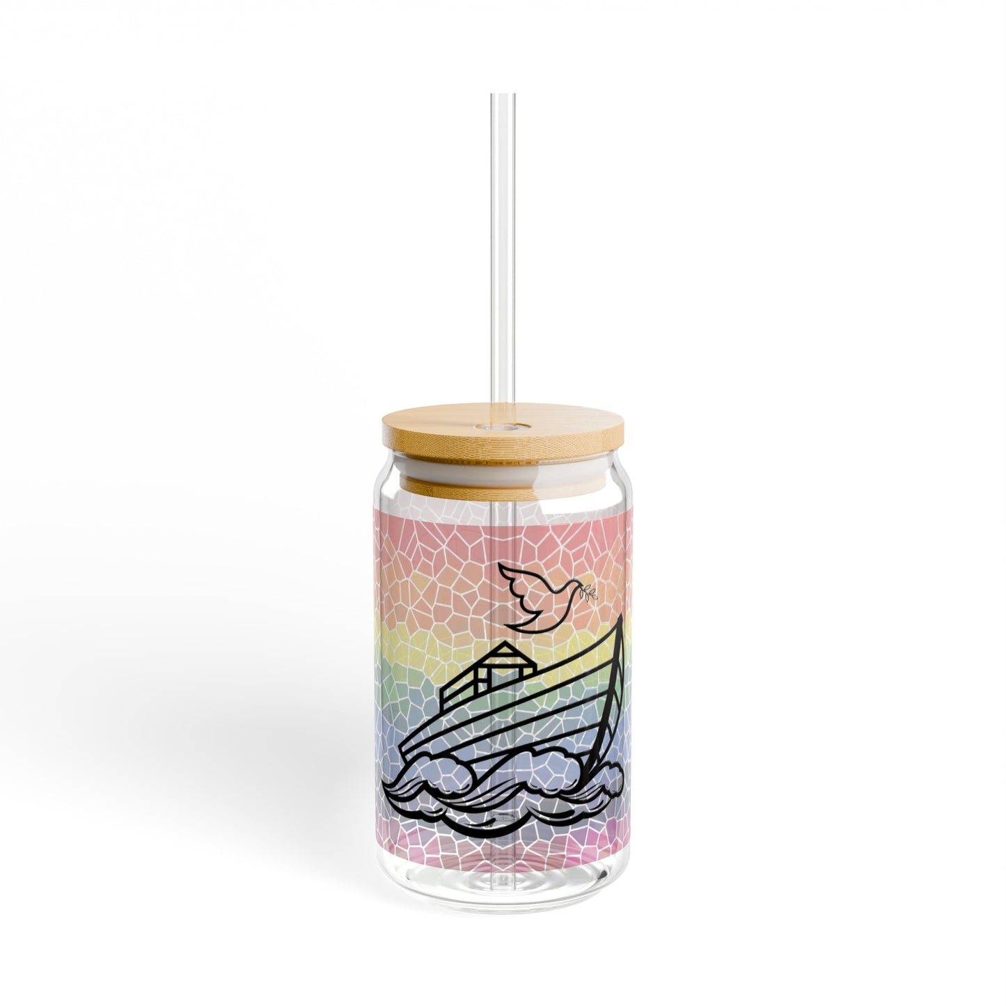 Noah's Ark Stained Glass 16oz Sipper Glass