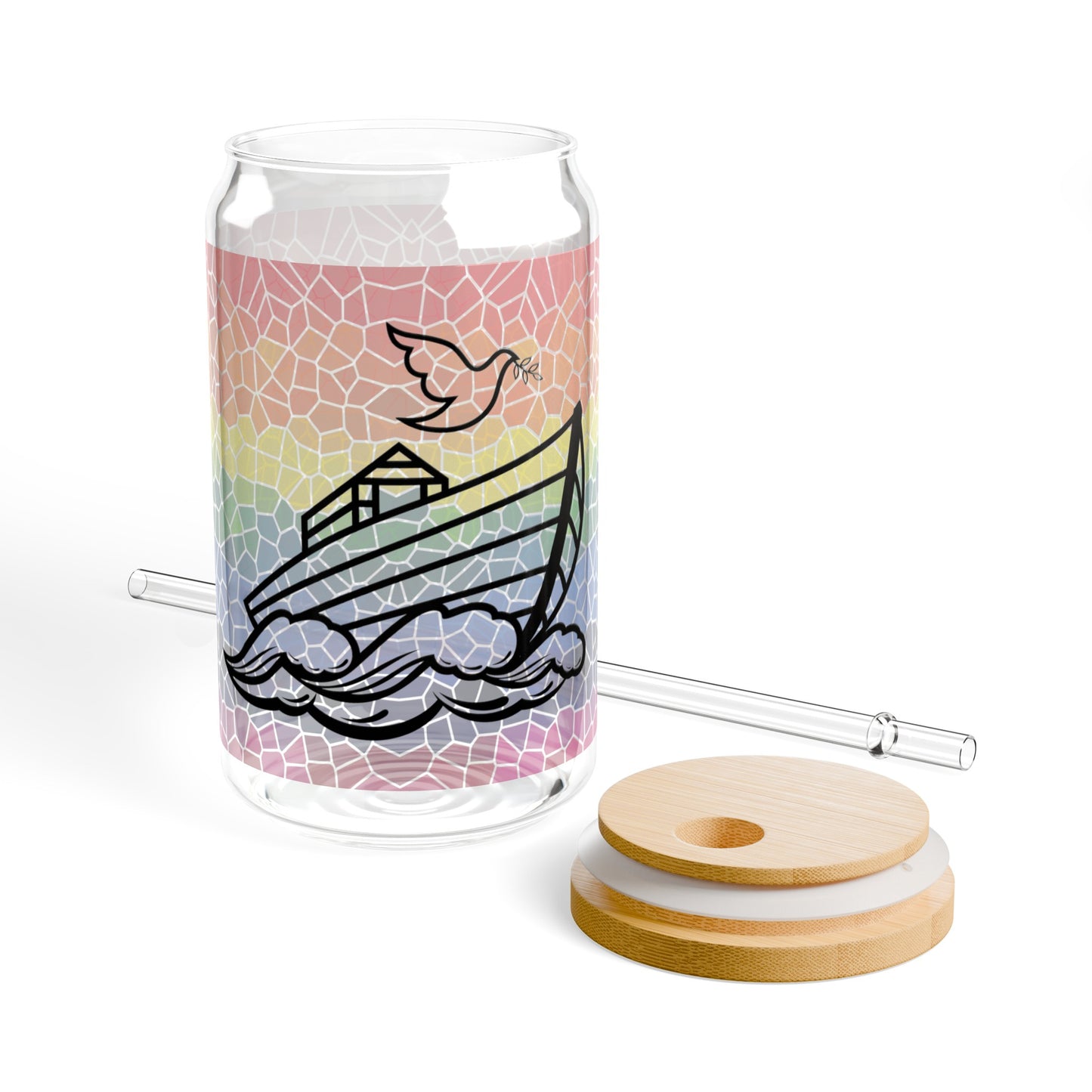 Noah's Ark Stained Glass 16oz Sipper Glass