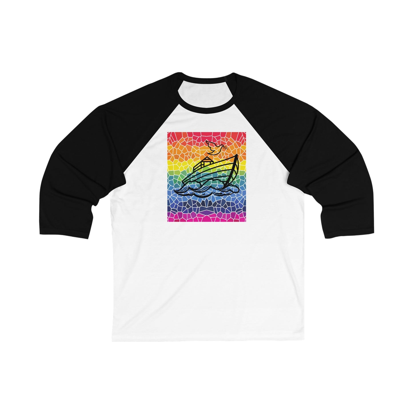 Noah's Ark Stained Glass Unisex 3/4 Sleeve Baseball Tee