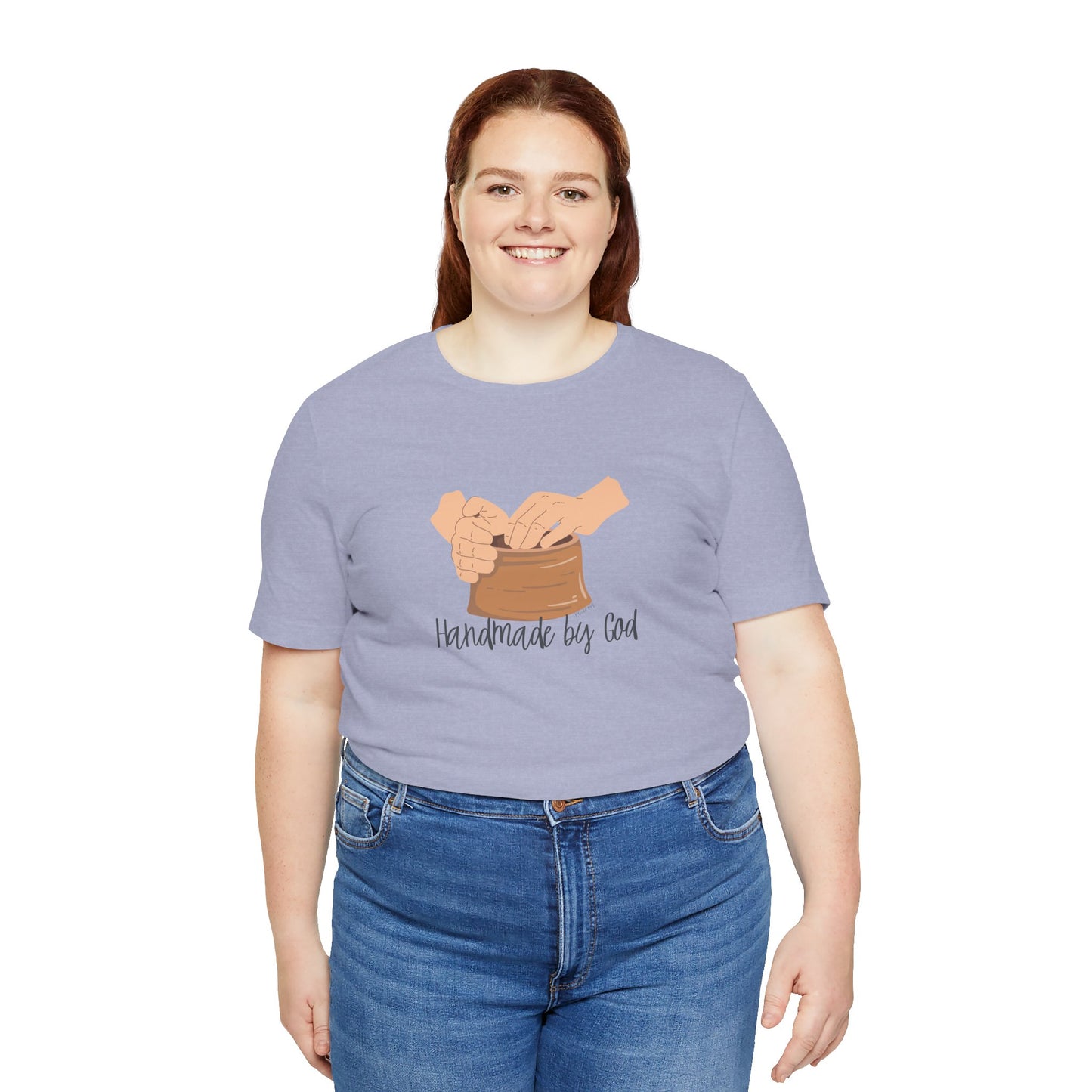 "Handmade by God" (pottery) Unisex Jersey Short Sleeve Tee