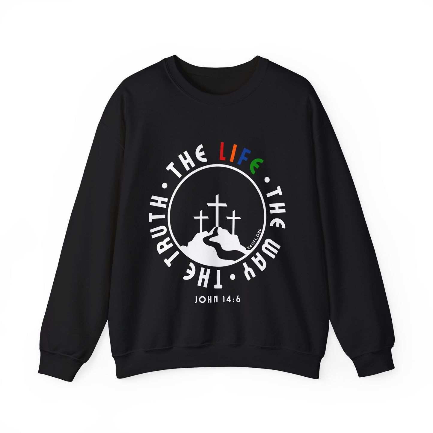 John 14:6 Multicolor Crewneck Sweatshirt