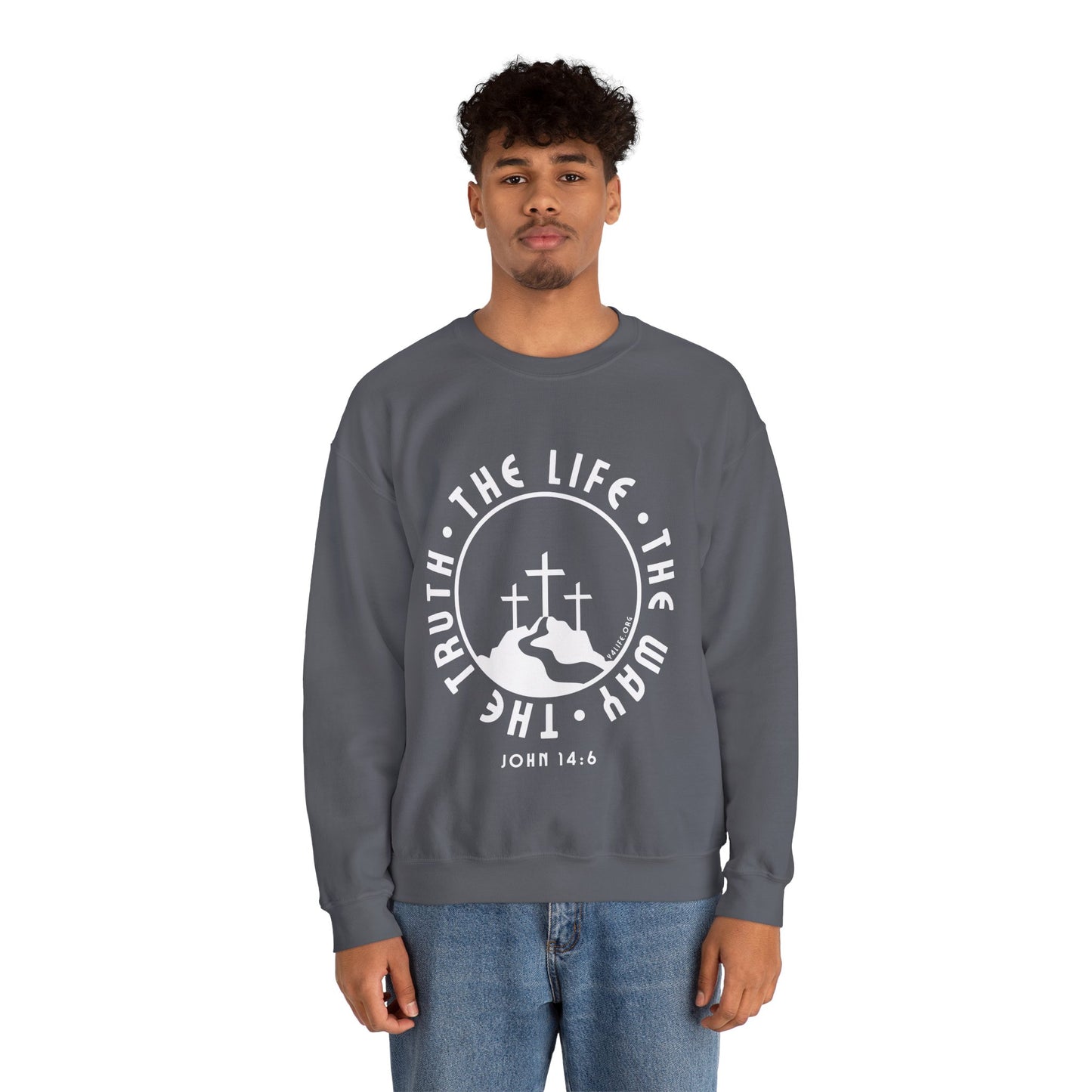 John 14:6 Single Color Crewneck Sweatshirt