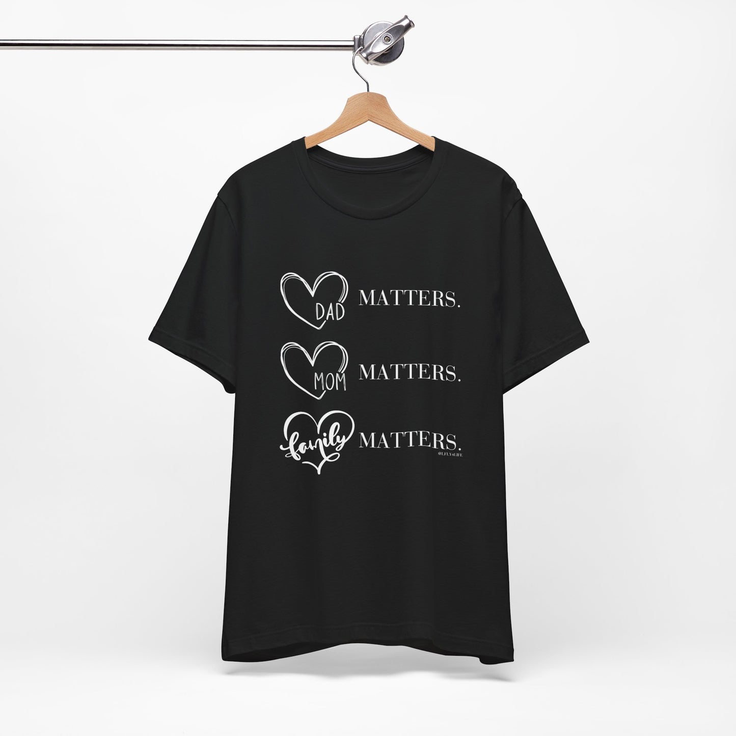 "Family Matters" (white print) Unisex Jersey Short Sleeve Tee