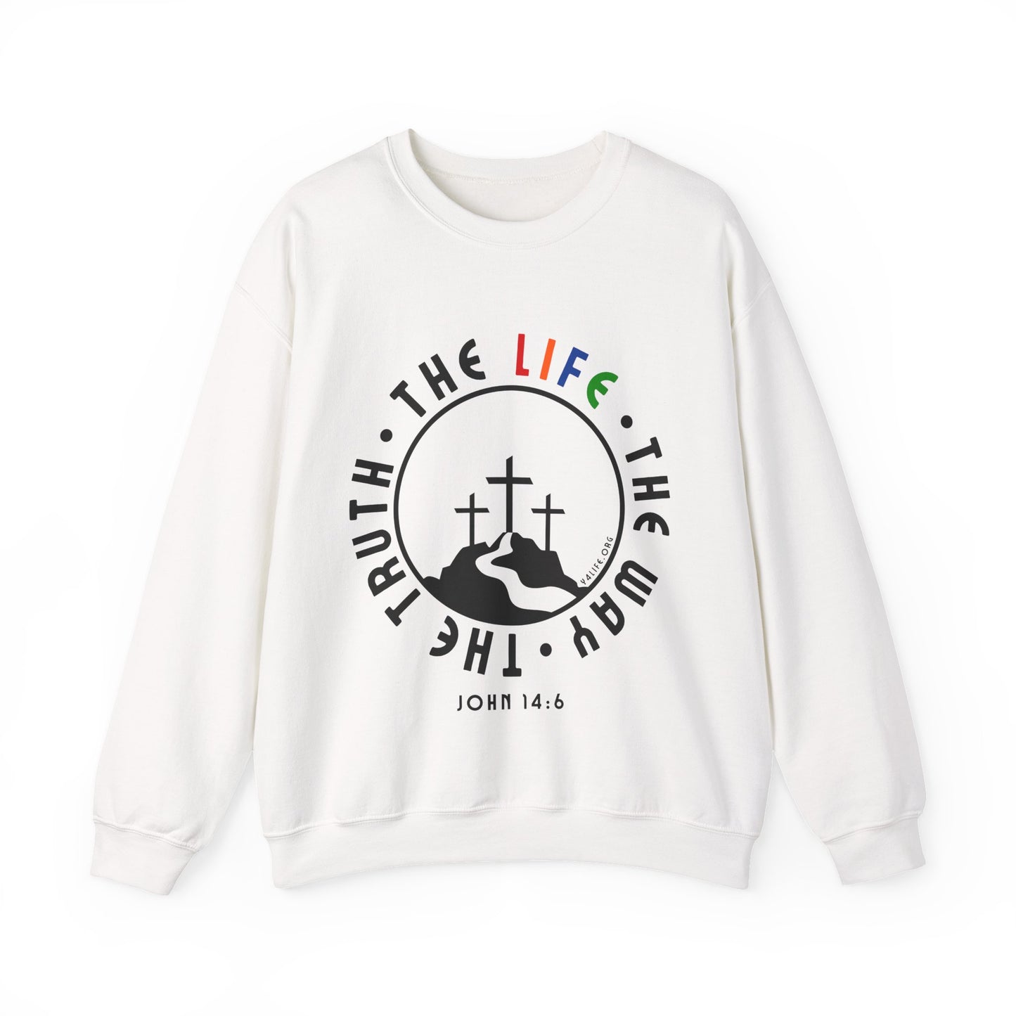 John 14:6 Multicolor Crewneck Sweatshirt