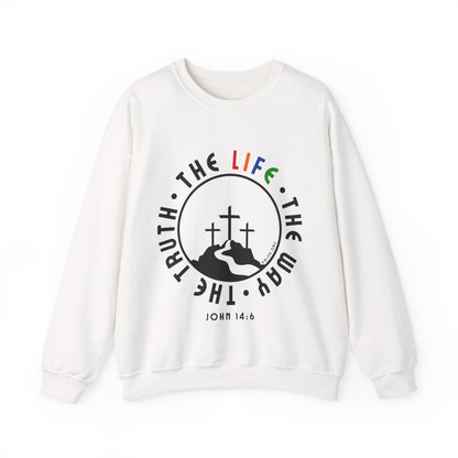 John 14:6 Multicolor Crewneck Sweatshirt