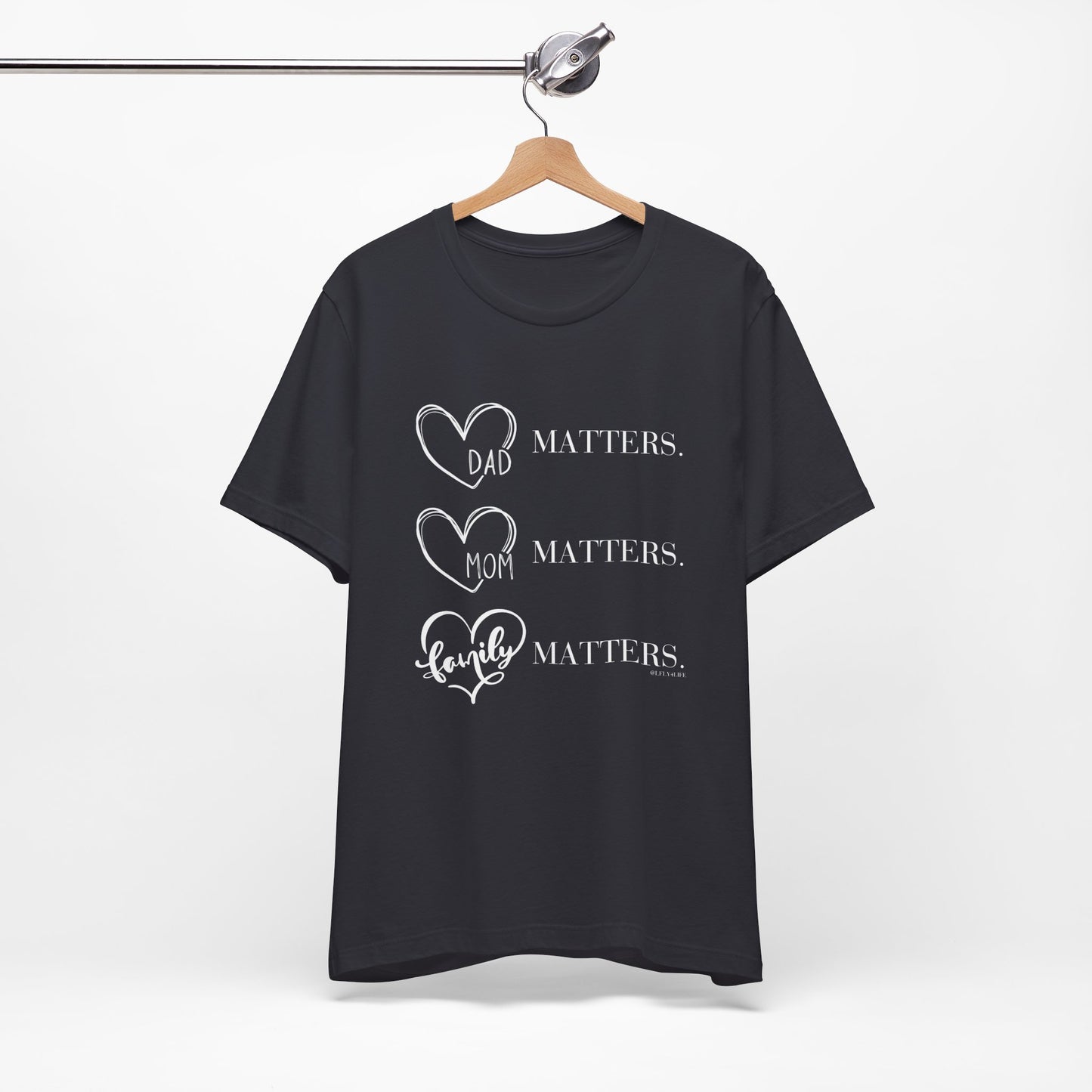 "Family Matters" (white print) Unisex Jersey Short Sleeve Tee