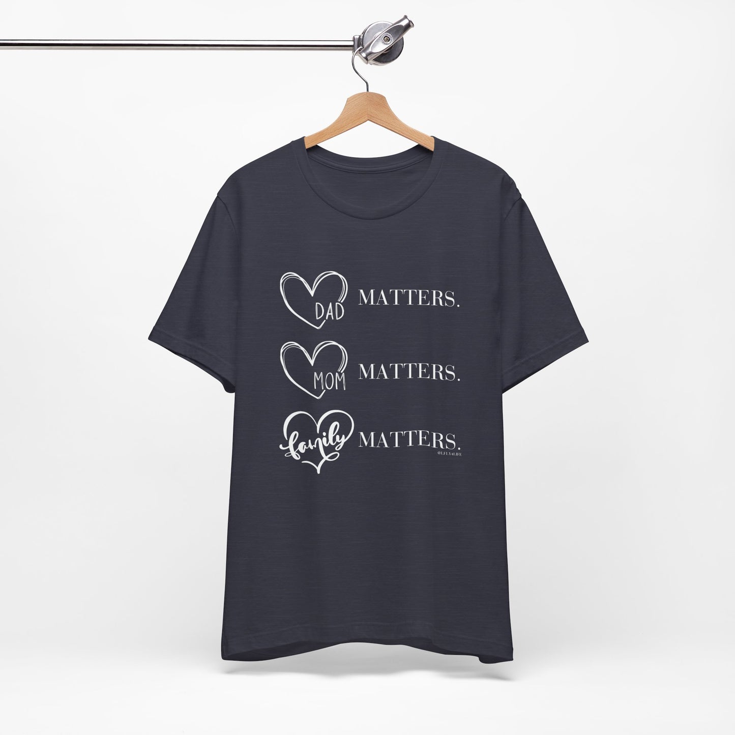 "Family Matters" (white print) Unisex Jersey Short Sleeve Tee