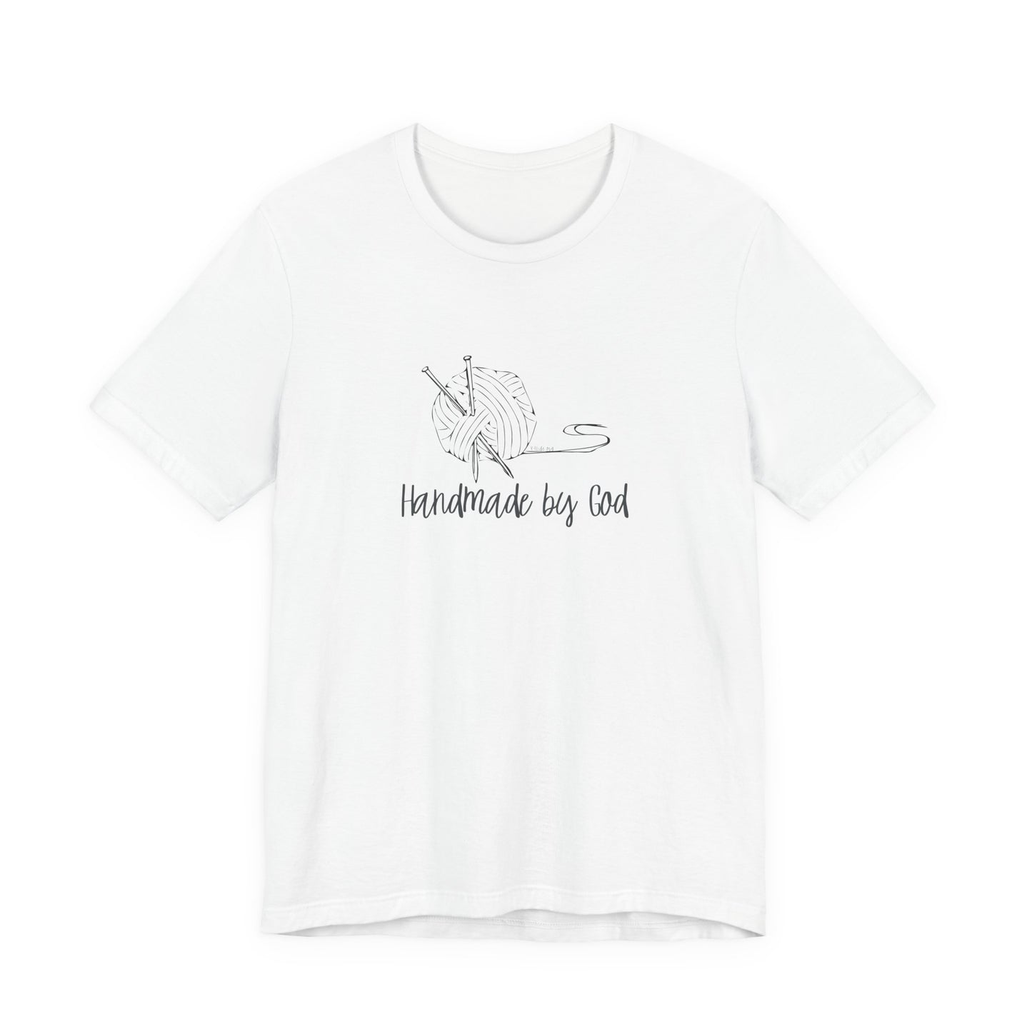 "Handmade by God" (yarn design) Unisex Jersey Short Sleeve Tee