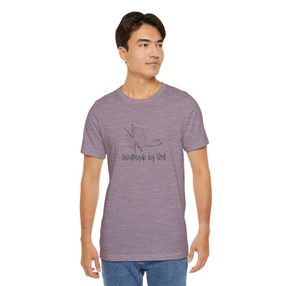 "Handmade by God" (yarn design) Unisex Jersey Short Sleeve Tee
