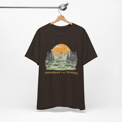 "Fatherhood is my Vocation" (mountains) Unisex Jersey Short Sleeve Tee