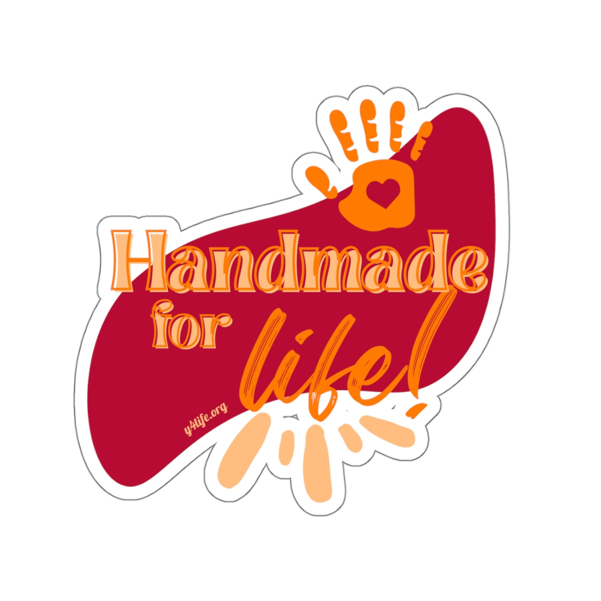 Handmade for Life Red Kiss-Cut Sticker