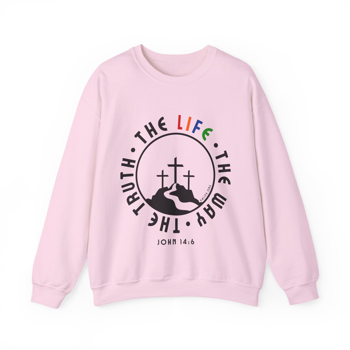 John 14:6 Multicolor Crewneck Sweatshirt