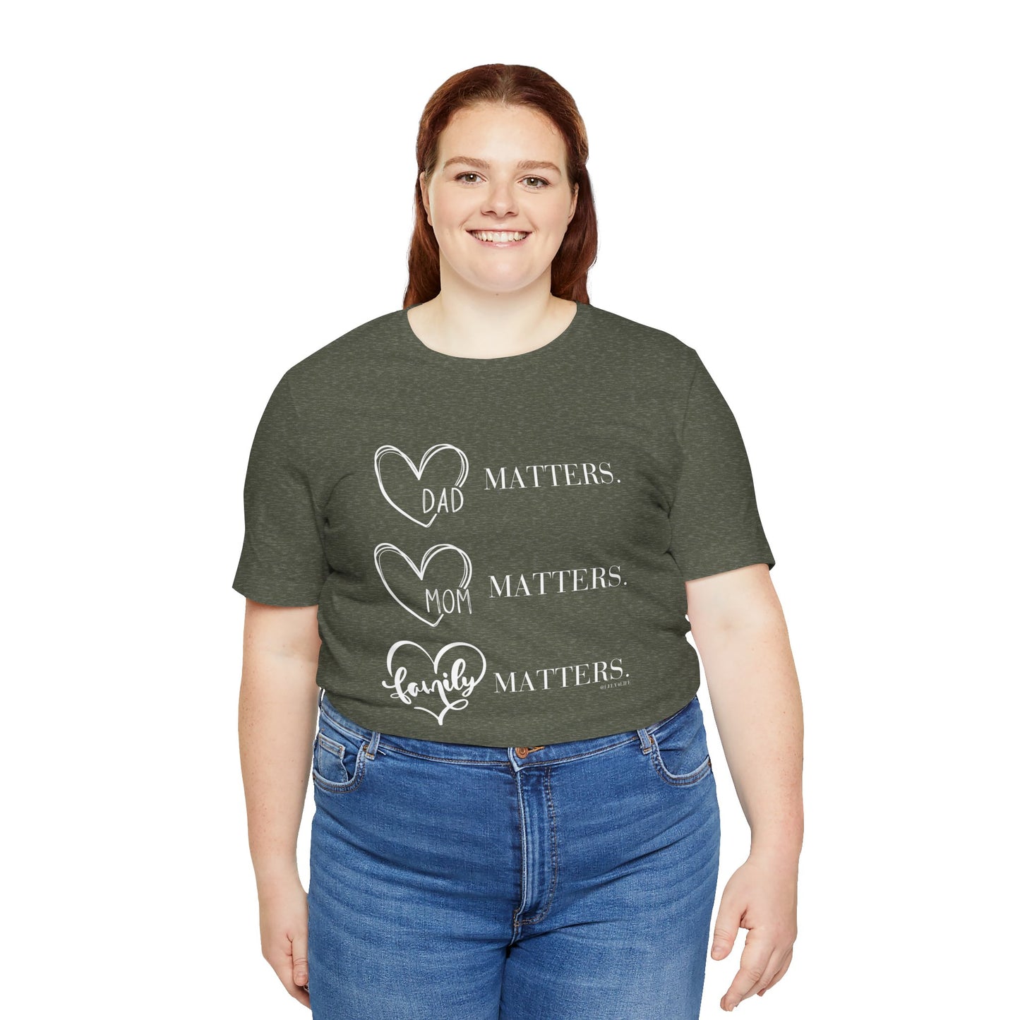 "Family Matters" (white print) Unisex Jersey Short Sleeve Tee
