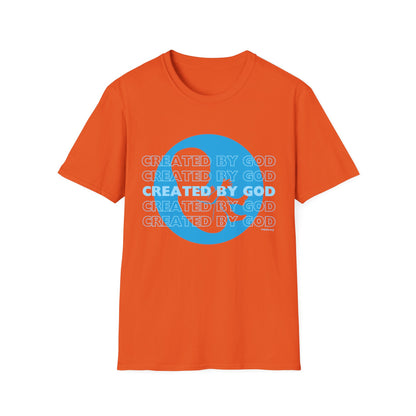 Created by God Blue Unisex Softstyle T-Shirt