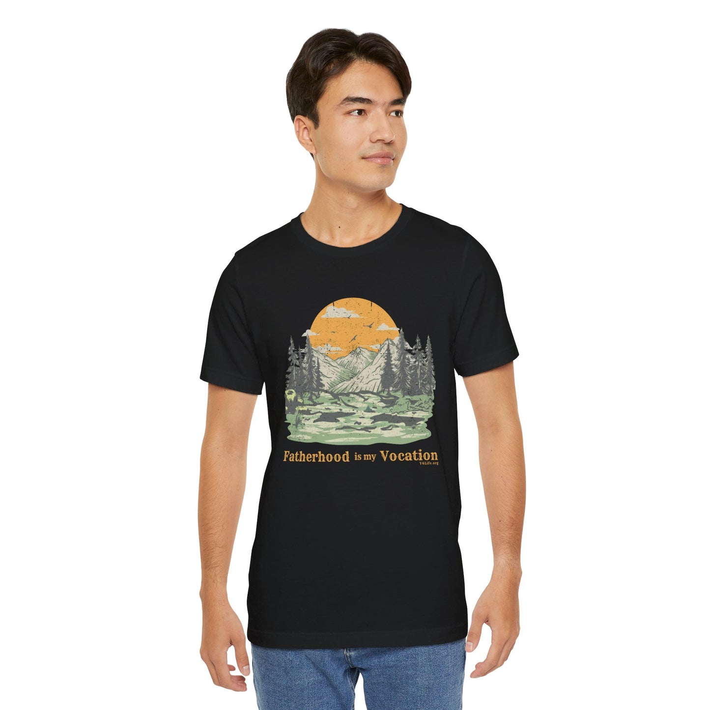 "Fatherhood is my Vocation" (mountains) Unisex Jersey Short Sleeve Tee