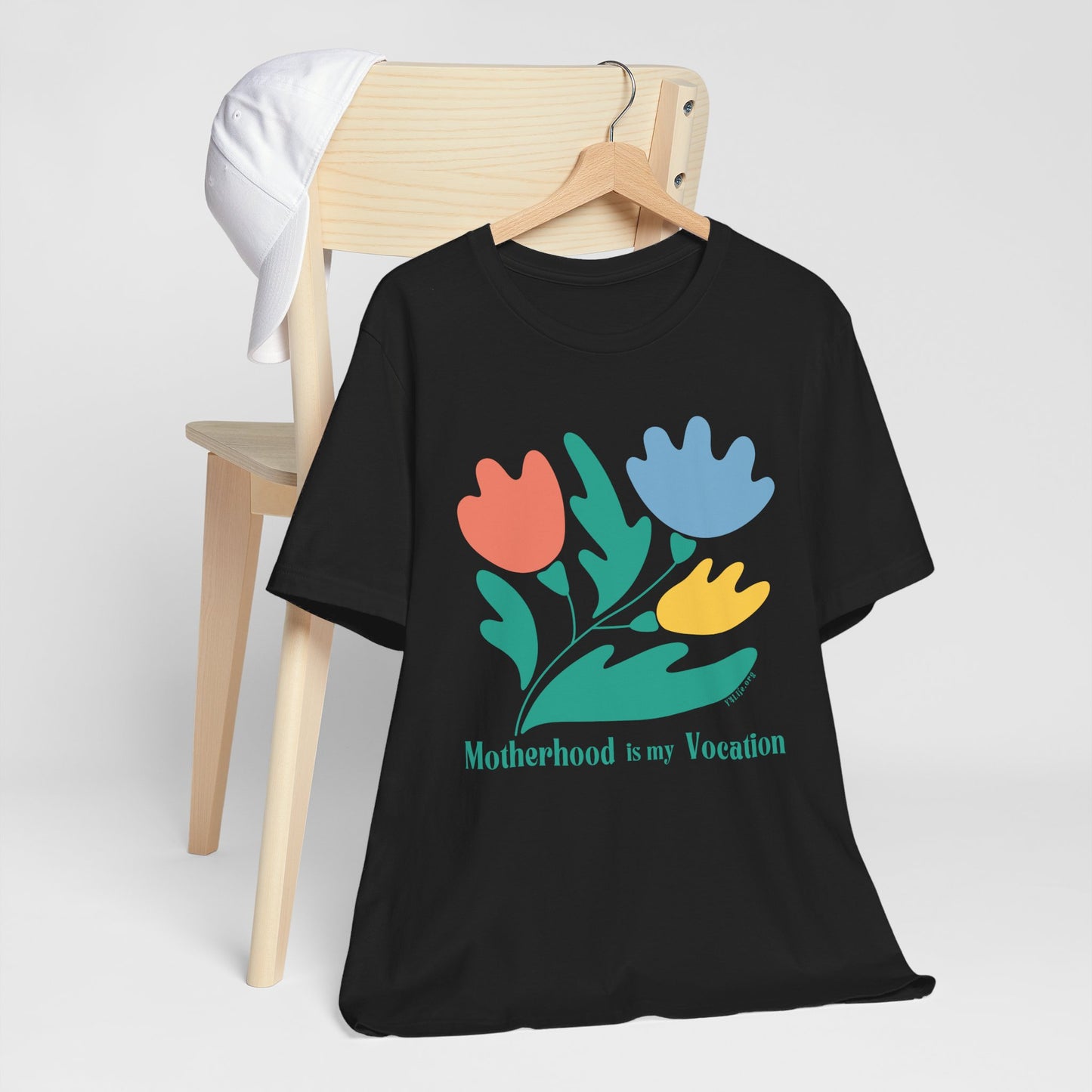 "Motherhood is my Vocation" (three flowers) Unisex Jersey Short Sleeve Tee