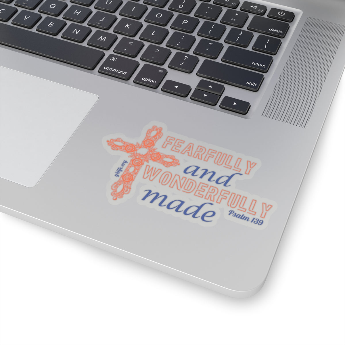 Psalm 139 Orange Cross Kiss-Cut Sticker