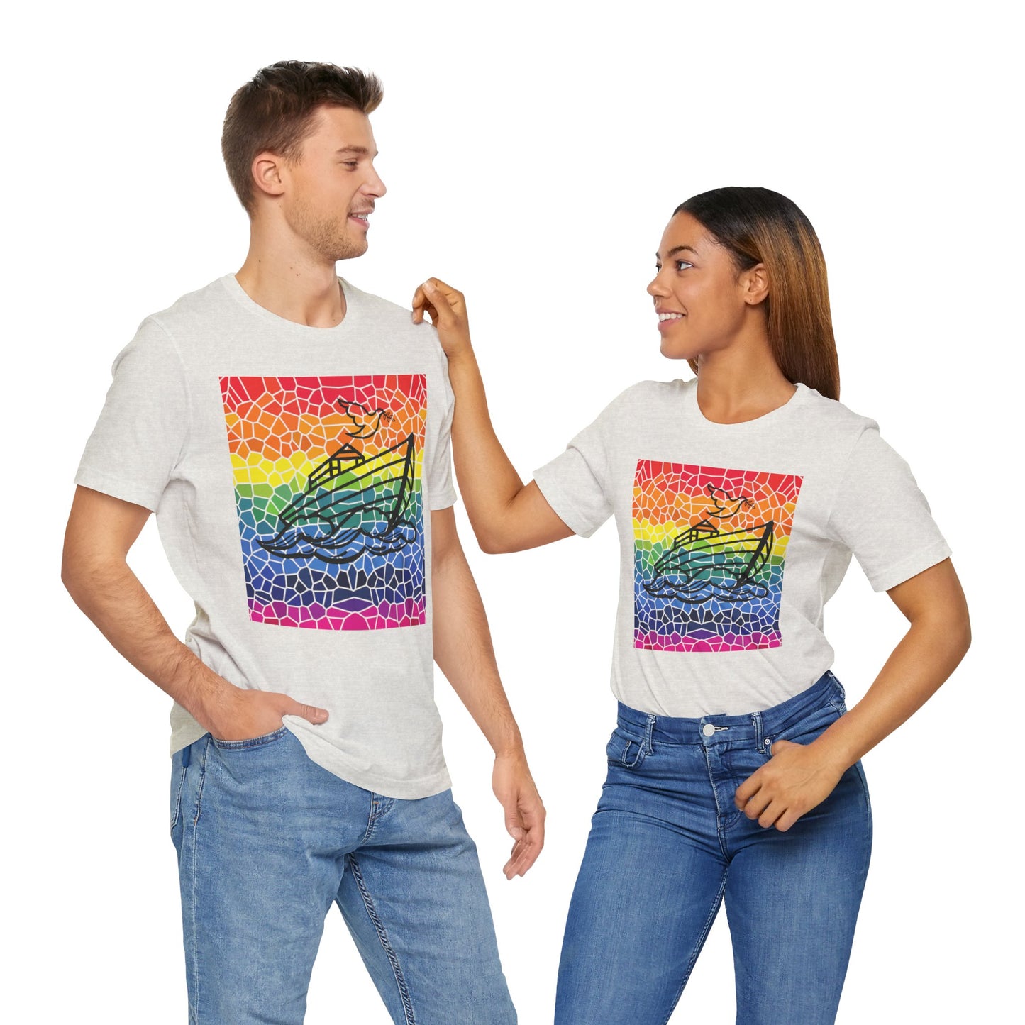 Noah's Ark Stained Glass Unisex Jersey Short Sleeve Tee