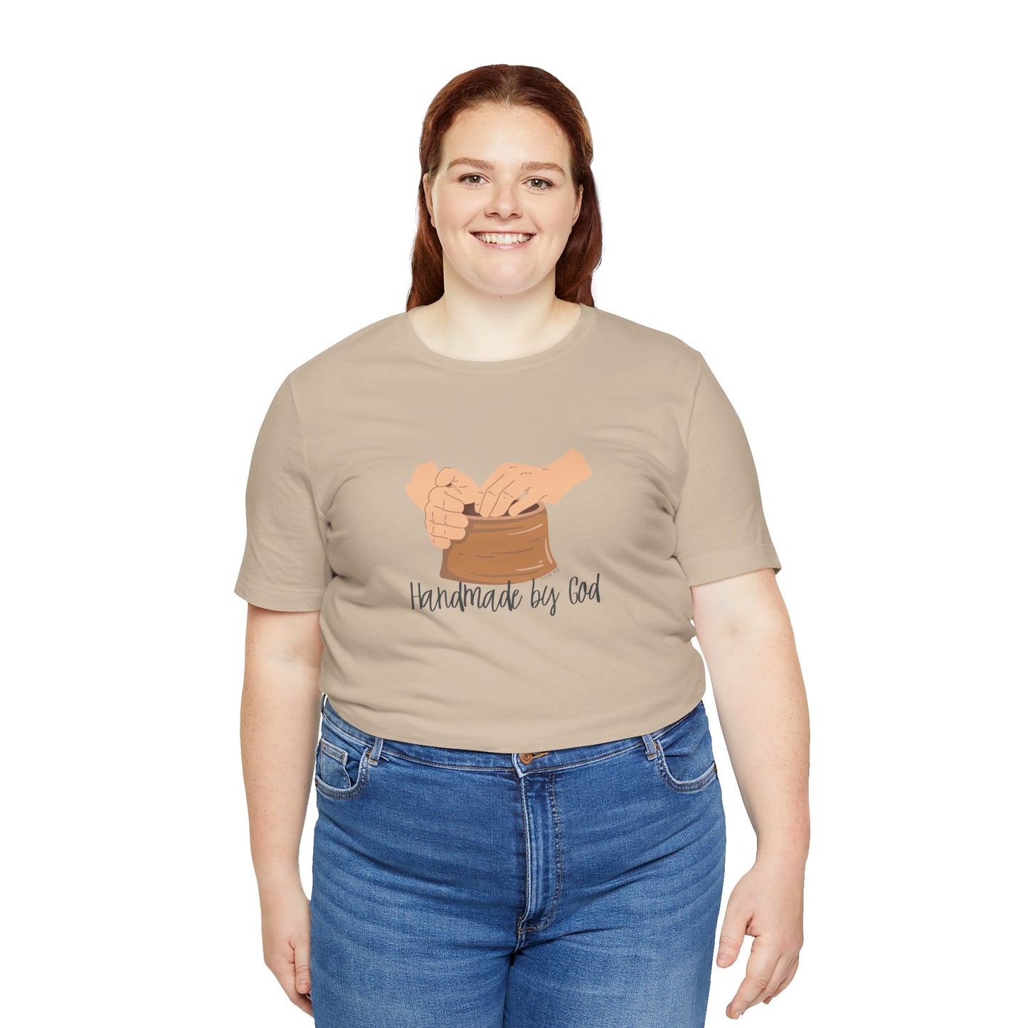 "Handmade by God" (pottery) Unisex Jersey Short Sleeve Tee