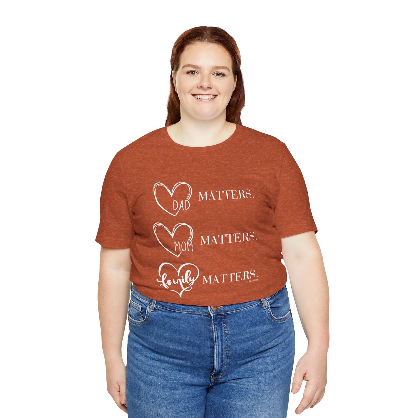 "Family Matters" (white print) Unisex Jersey Short Sleeve Tee