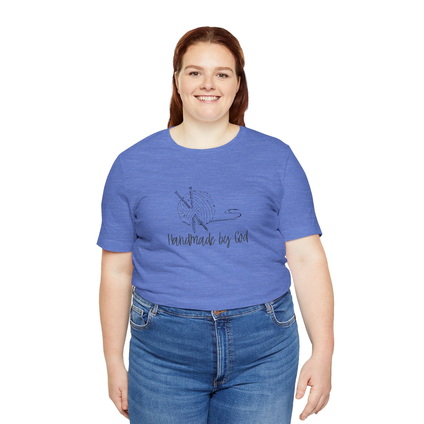 "Handmade by God" (yarn design) Unisex Jersey Short Sleeve Tee