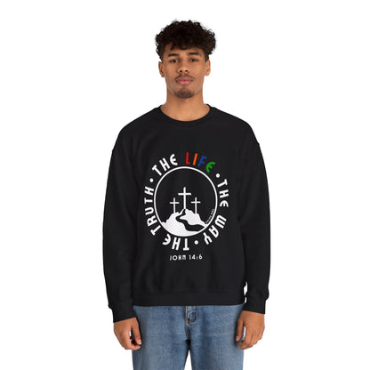 John 14:6 Multicolor Crewneck Sweatshirt