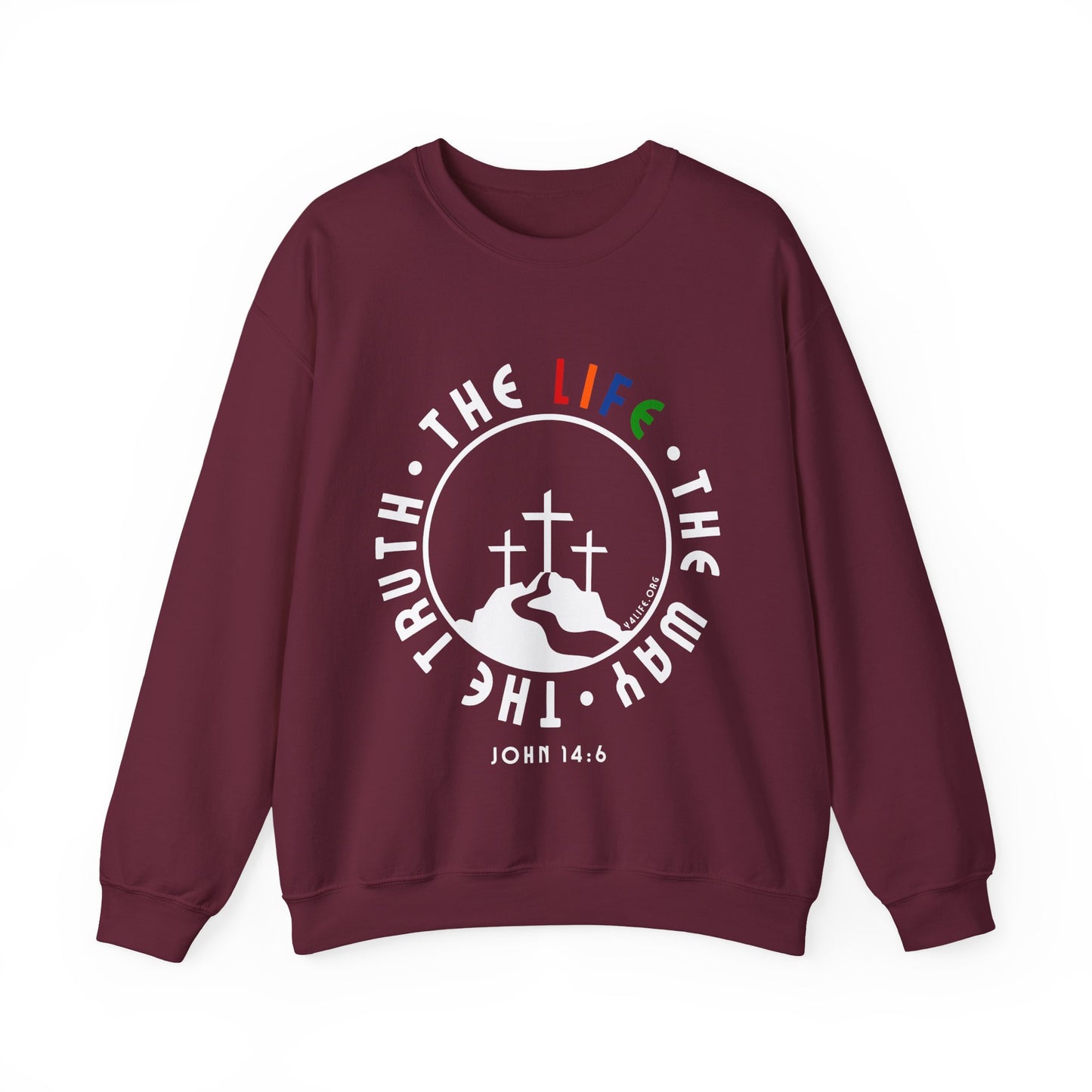 John 14:6 Multicolor Crewneck Sweatshirt