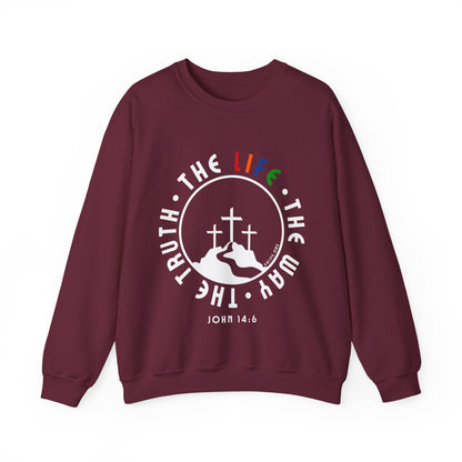 John 14:6 Multicolor Crewneck Sweatshirt