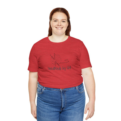 "Handmade by God" (yarn design) Unisex Jersey Short Sleeve Tee