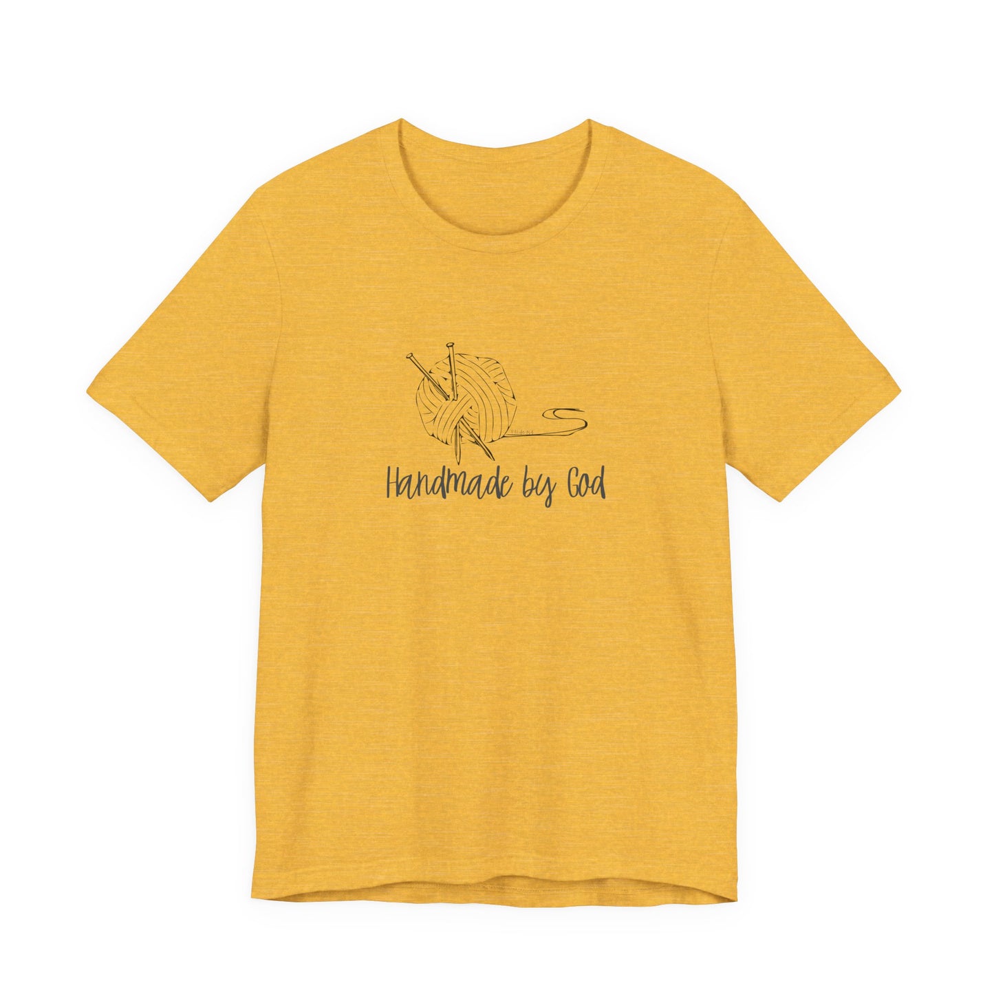"Handmade by God" (yarn design) Unisex Jersey Short Sleeve Tee