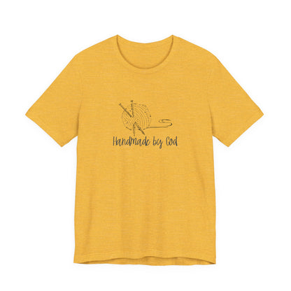 "Handmade by God" (yarn design) Unisex Jersey Short Sleeve Tee