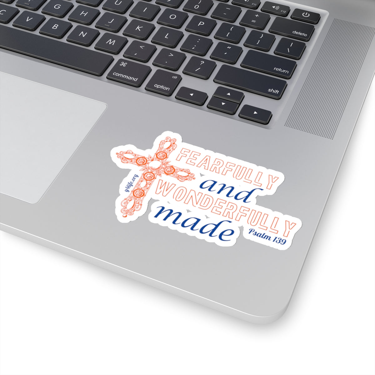 Psalm 139 Orange Cross Kiss-Cut Sticker