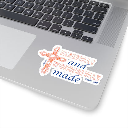 Psalm 139 Orange Cross Kiss-Cut Sticker