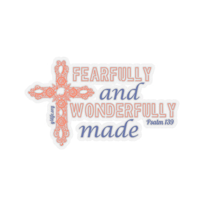 Psalm 139 Orange Cross Kiss-Cut Sticker