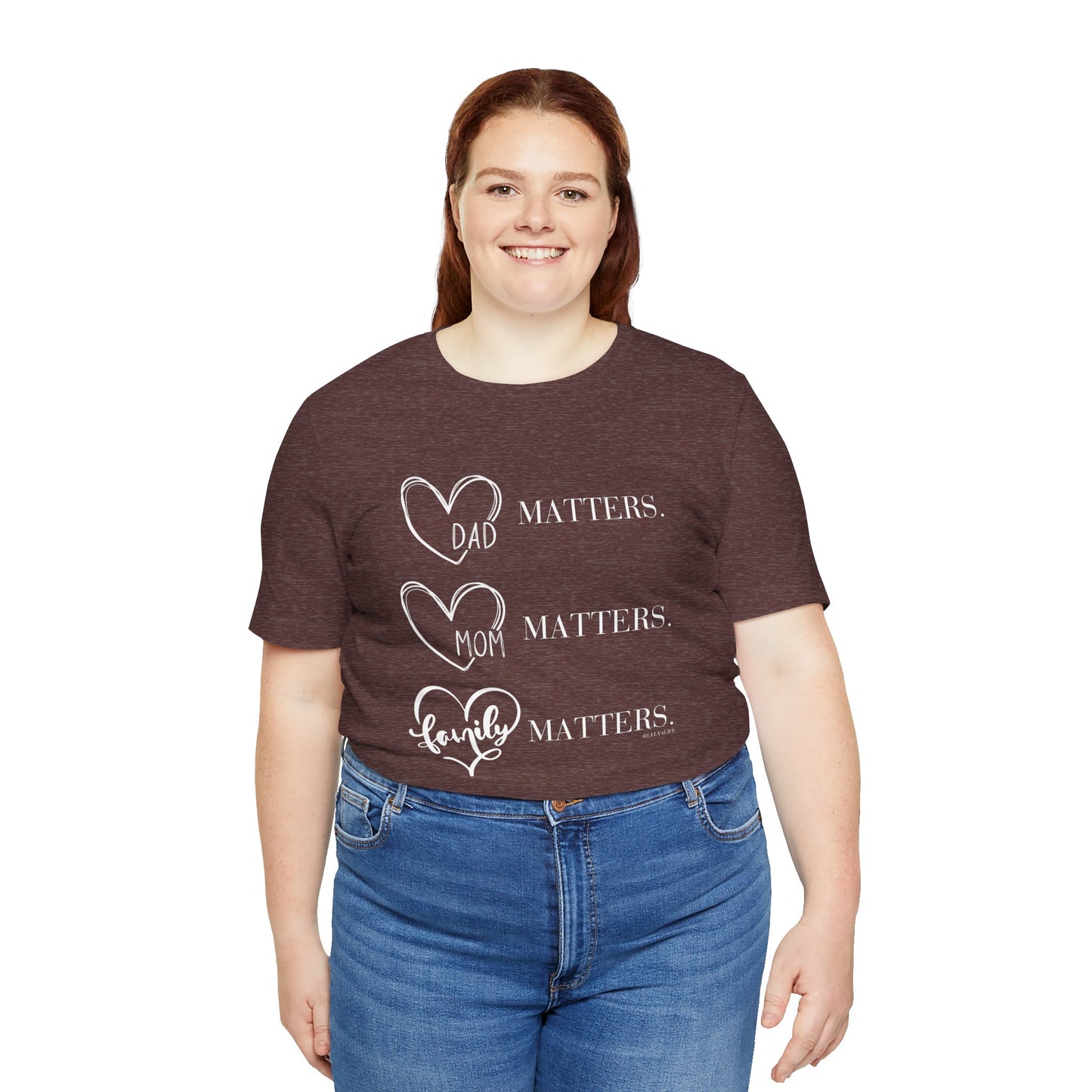 "Family Matters" (white print) Unisex Jersey Short Sleeve Tee