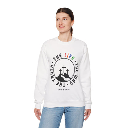 John 14:6 Multicolor Crewneck Sweatshirt