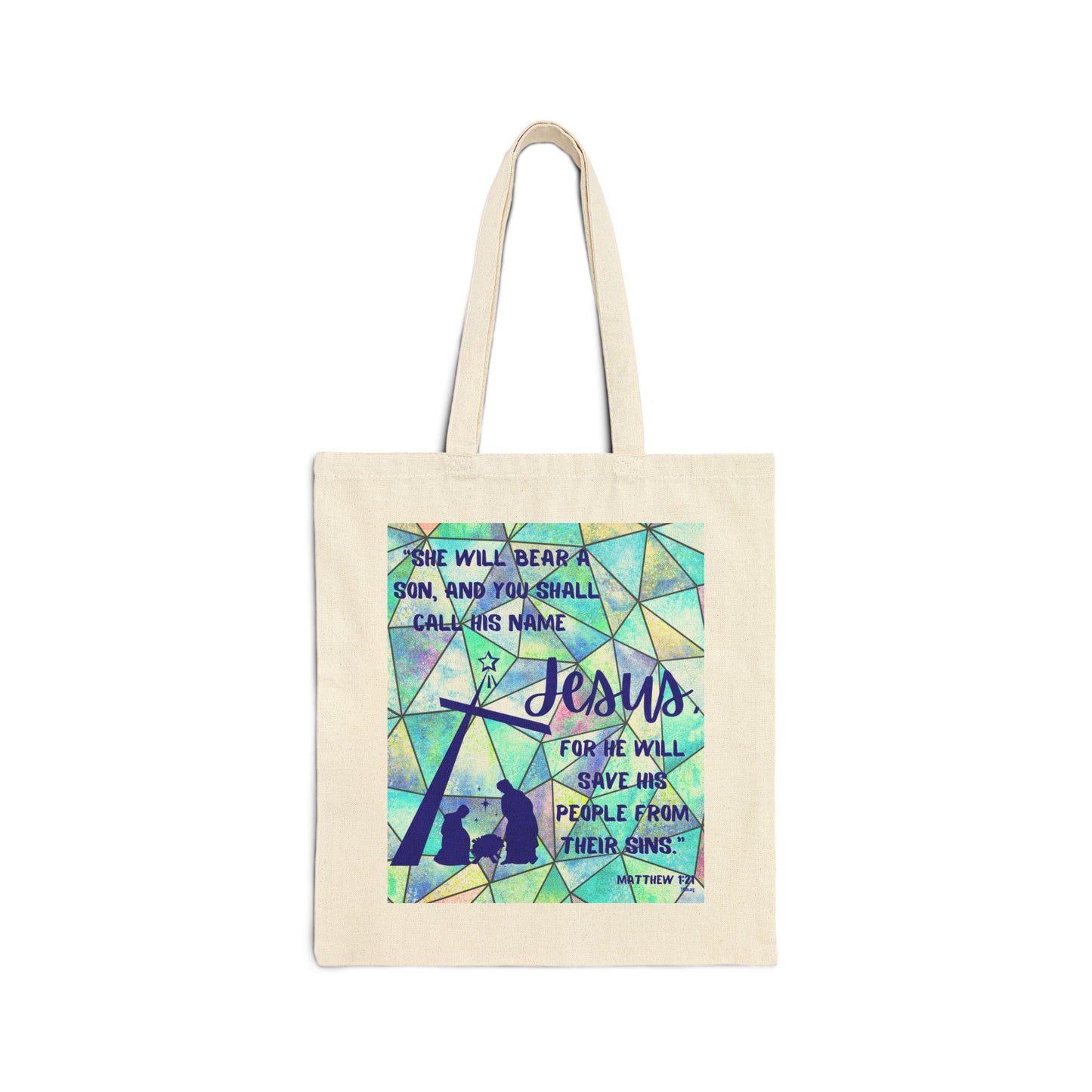 Matthew 1:21 Cotton Canvas Tote Bag