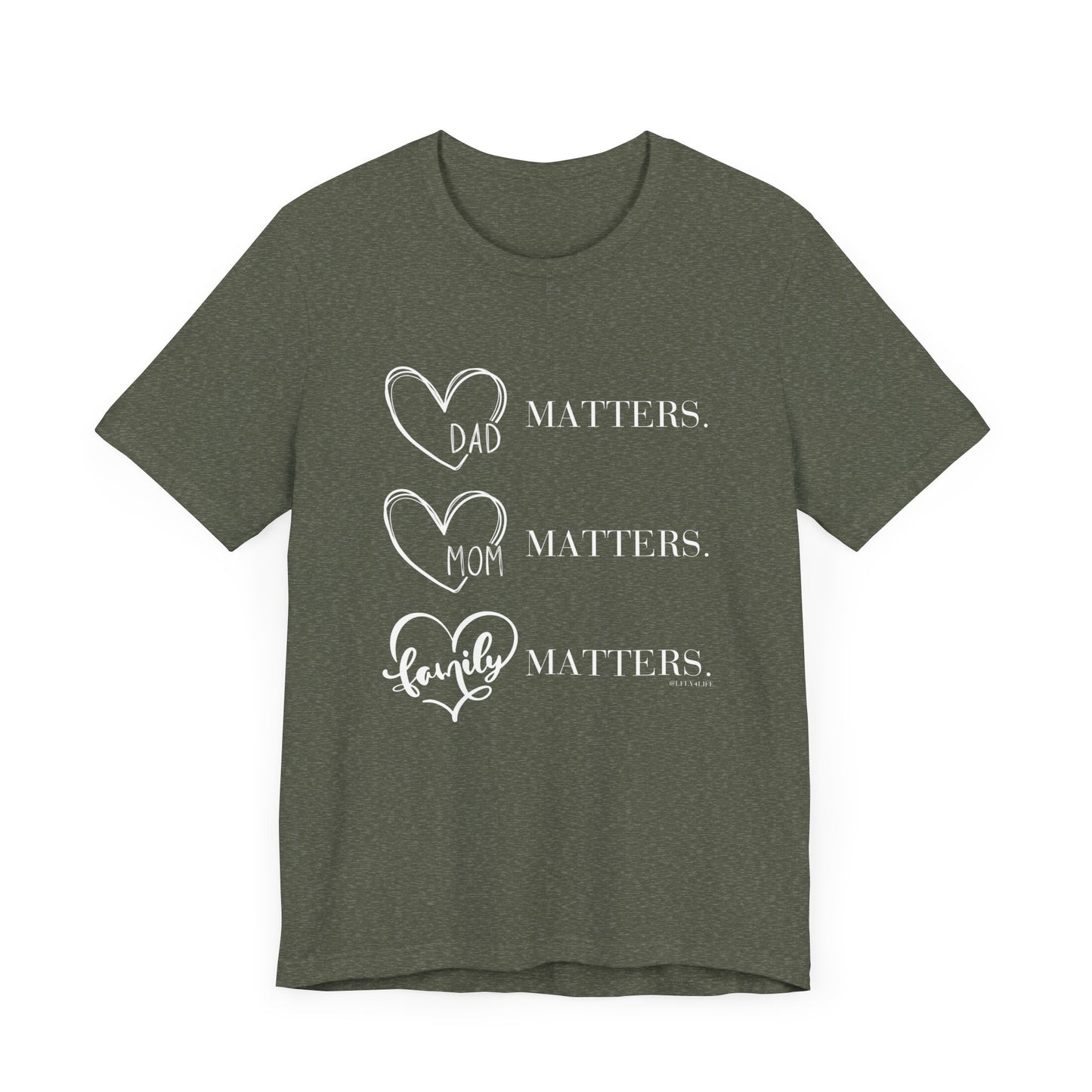 "Family Matters" (white print) Unisex Jersey Short Sleeve Tee