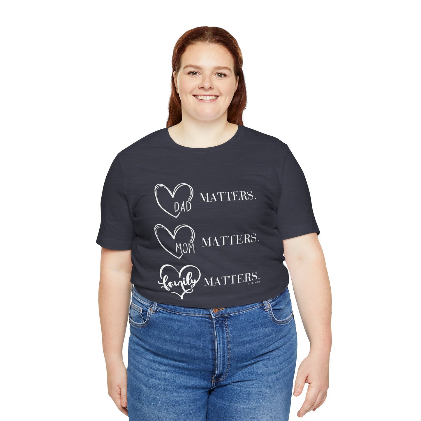 "Family Matters" (white print) Unisex Jersey Short Sleeve Tee