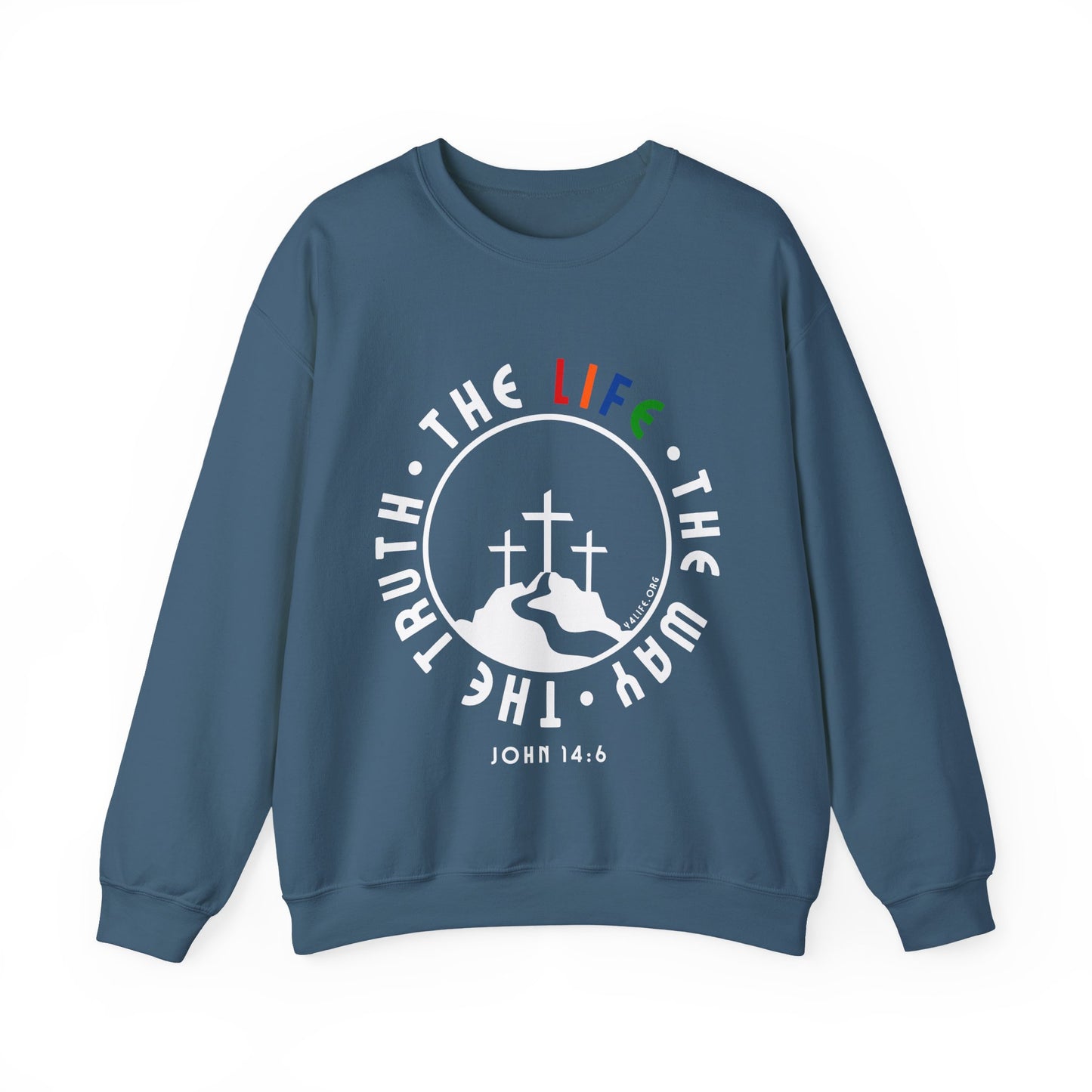 John 14:6 Multicolor Crewneck Sweatshirt