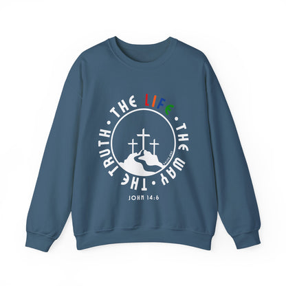 John 14:6 Multicolor Crewneck Sweatshirt
